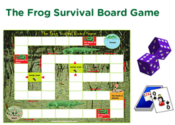 Frog survival board game for reviewing math skills.